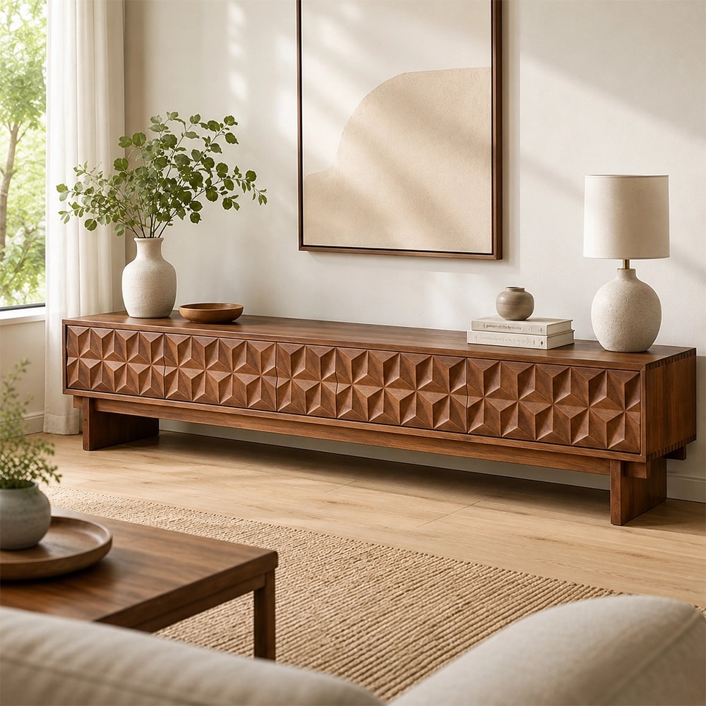 Modern Geometric Embossed TV Cabinet lifestyle 2
