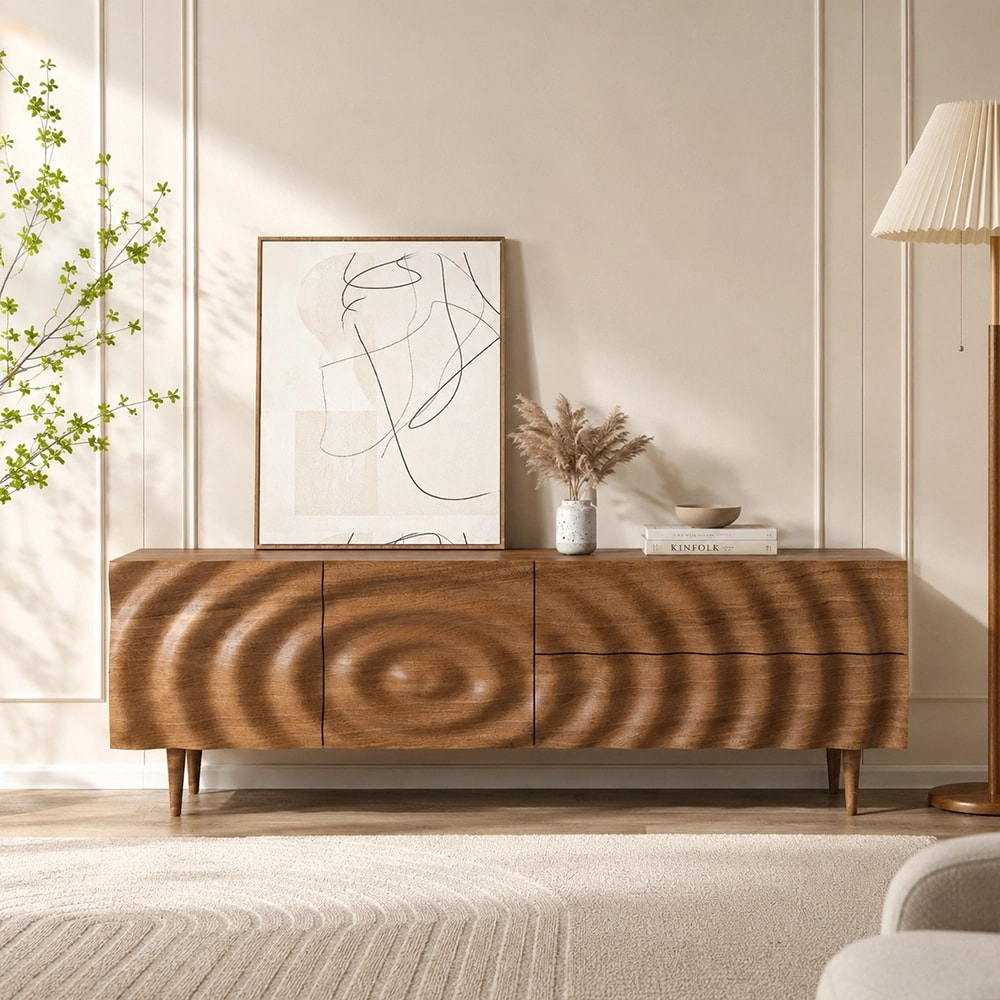Embossed Black Walnut TV Stand lifestyle 1