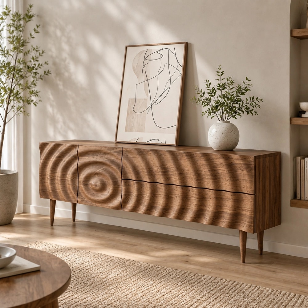 Embossed Black Walnut TV Stand lifestyle 2