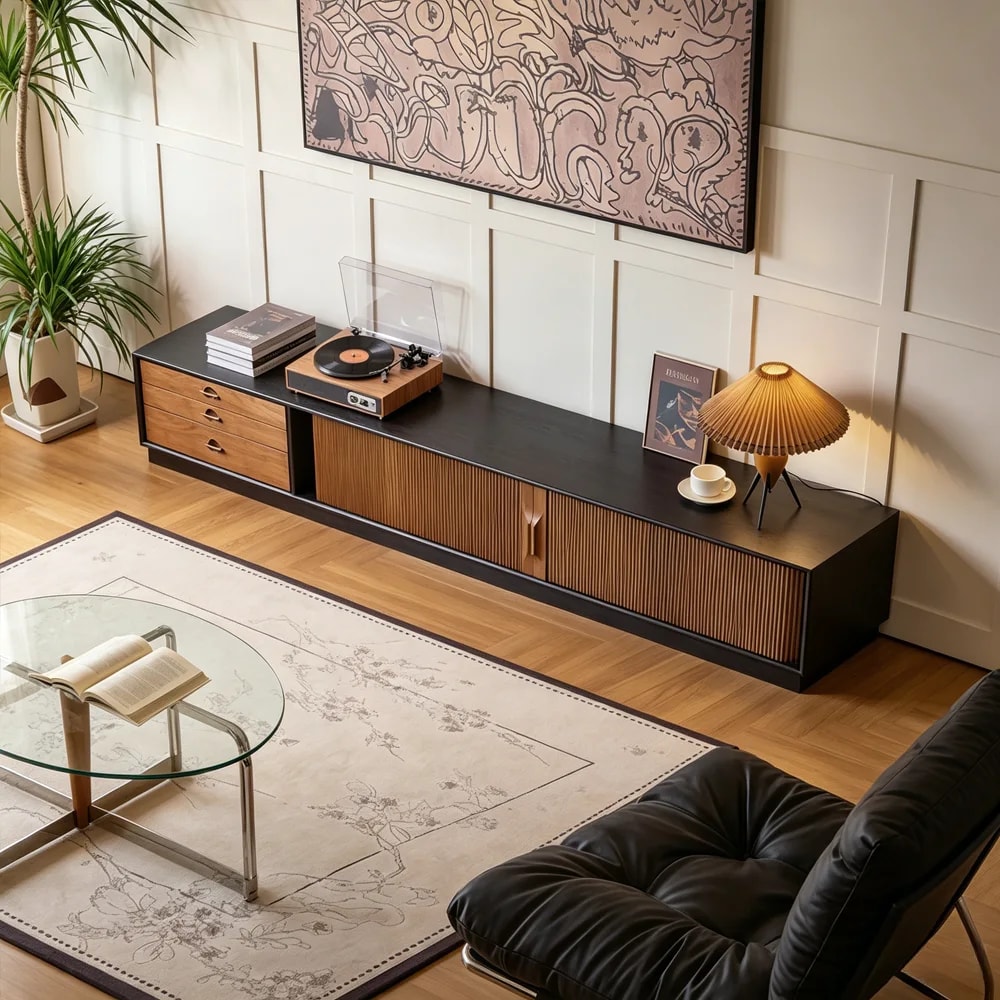 Retro French Solid Wood TV Stand lifestyle 3