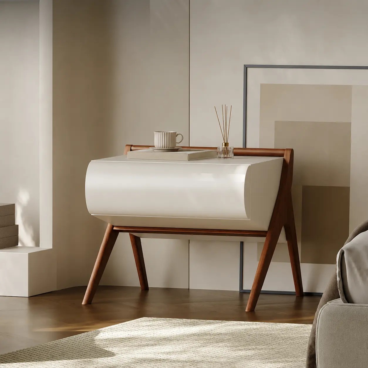 Modern Lacquered Nightstand lifestyle 1