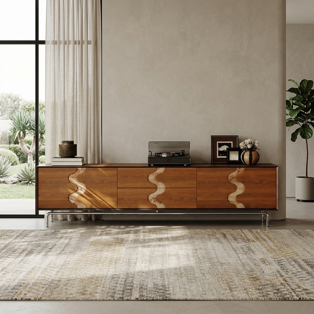 Wabi-Sabi Solid Wood TV Cabinet lifestyle 1