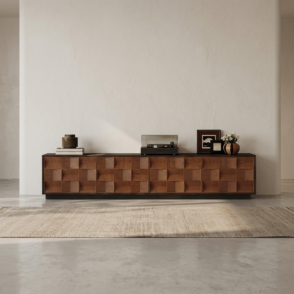 Solid Wood Mid-Century TV Console lifestyle 1