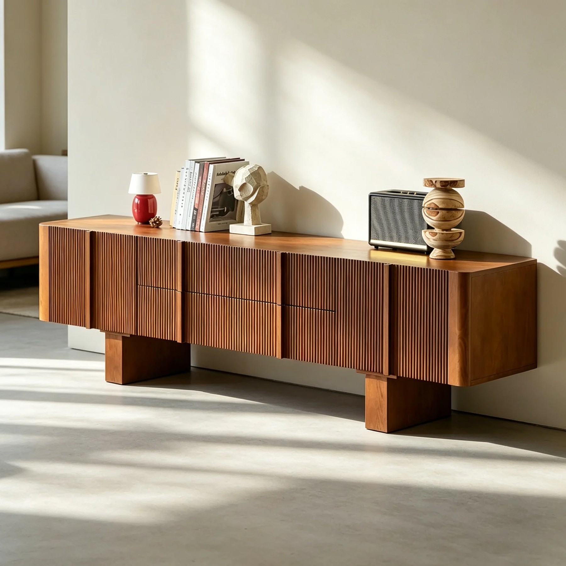 French Vintage Walnut TV Cabinet lifestyle 3