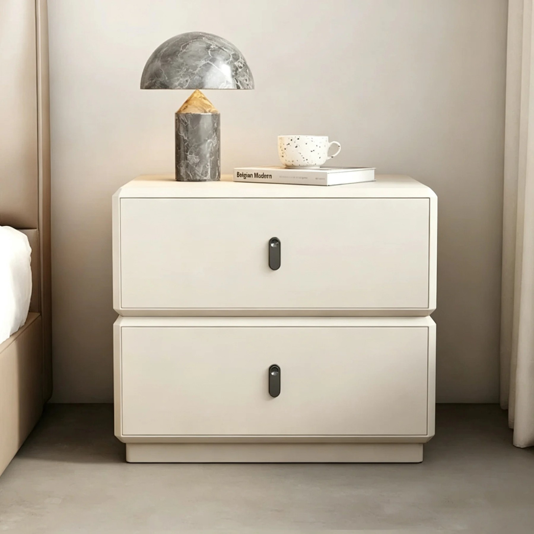 Two-Tiered Faux Leather Nightstand lifestyle 1