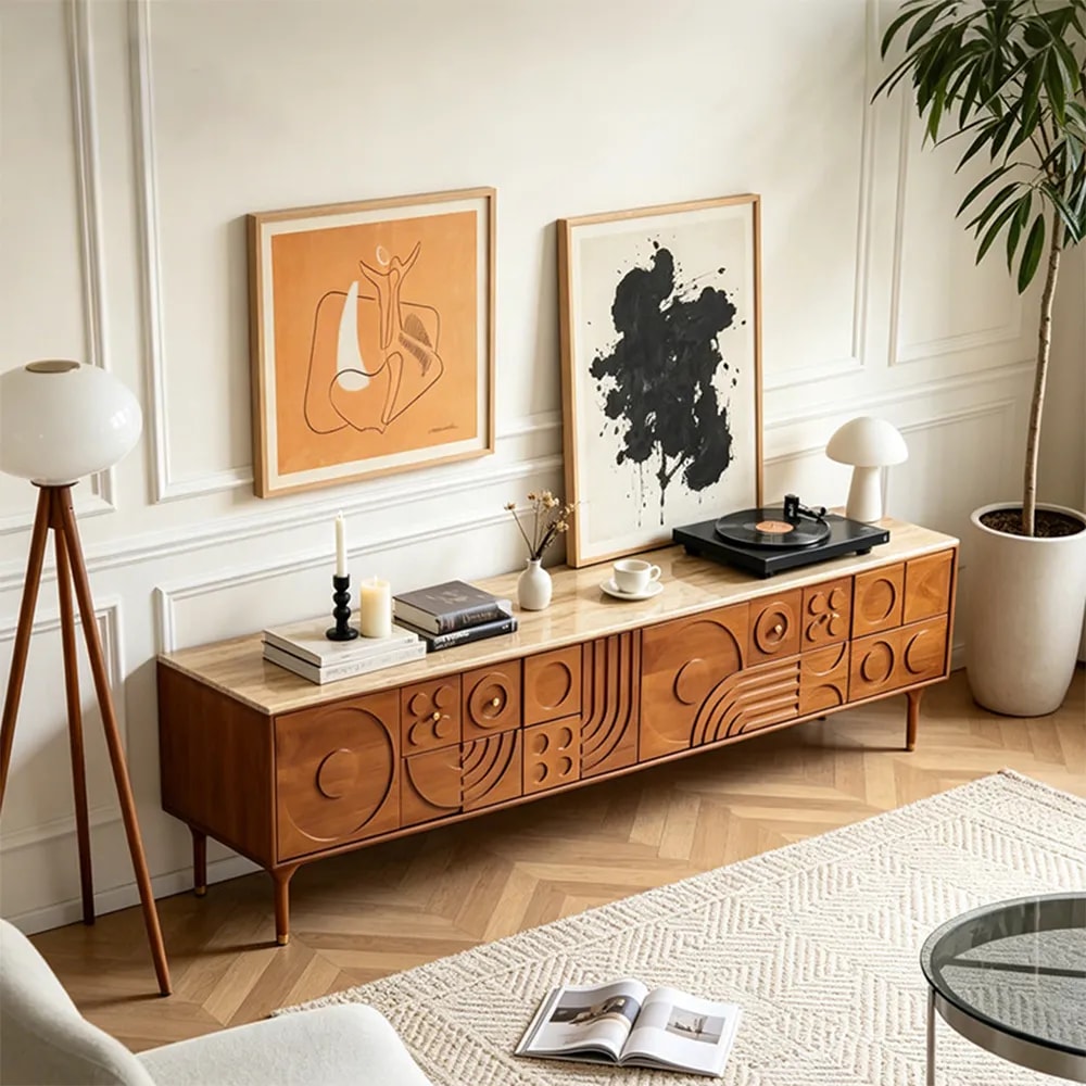 Fluted Walnut TV Stand lifestyle 3
