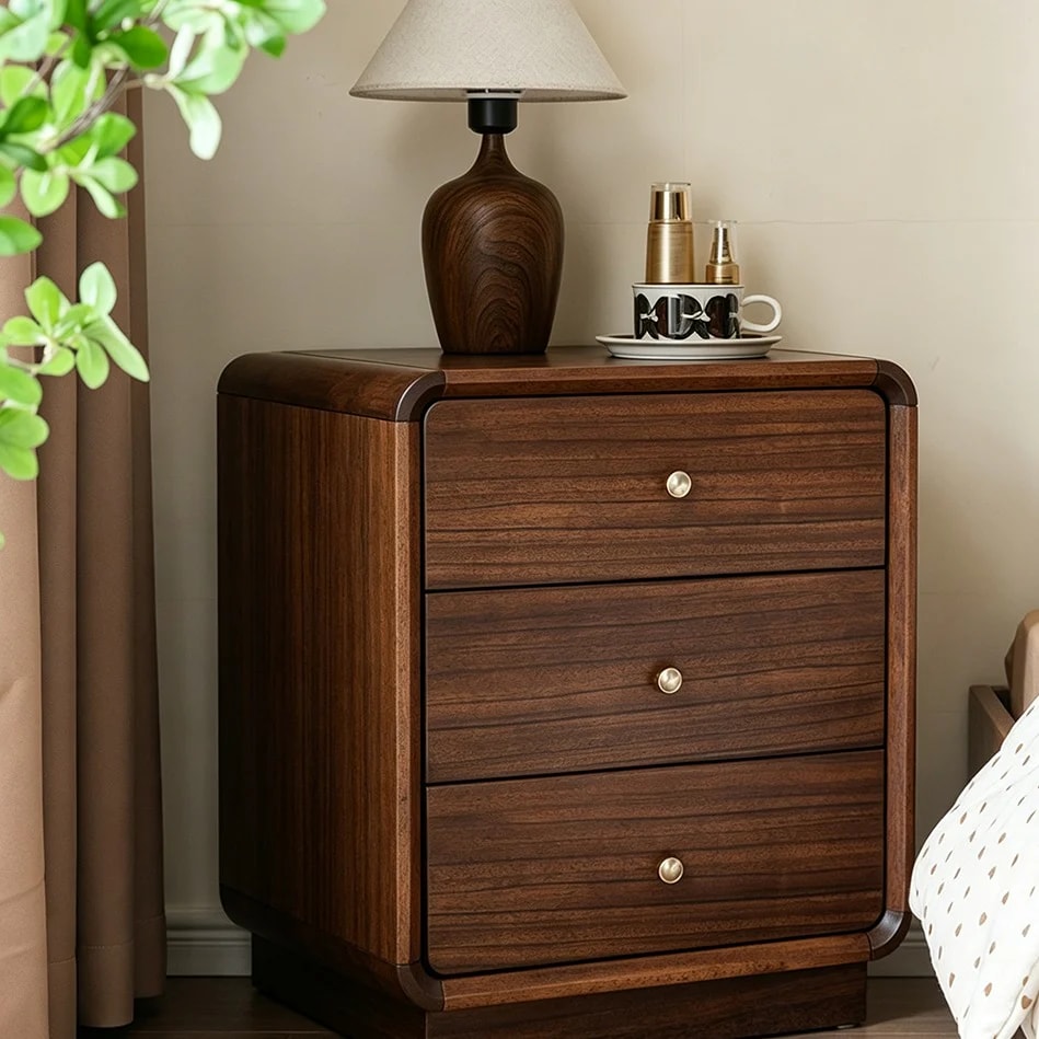 Walnut Nightstand with Drawers lifestyle 3