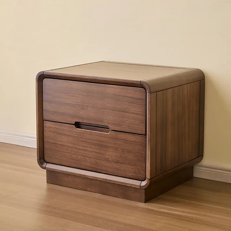 Walnut Nightstand with Drawers lifestyle 1