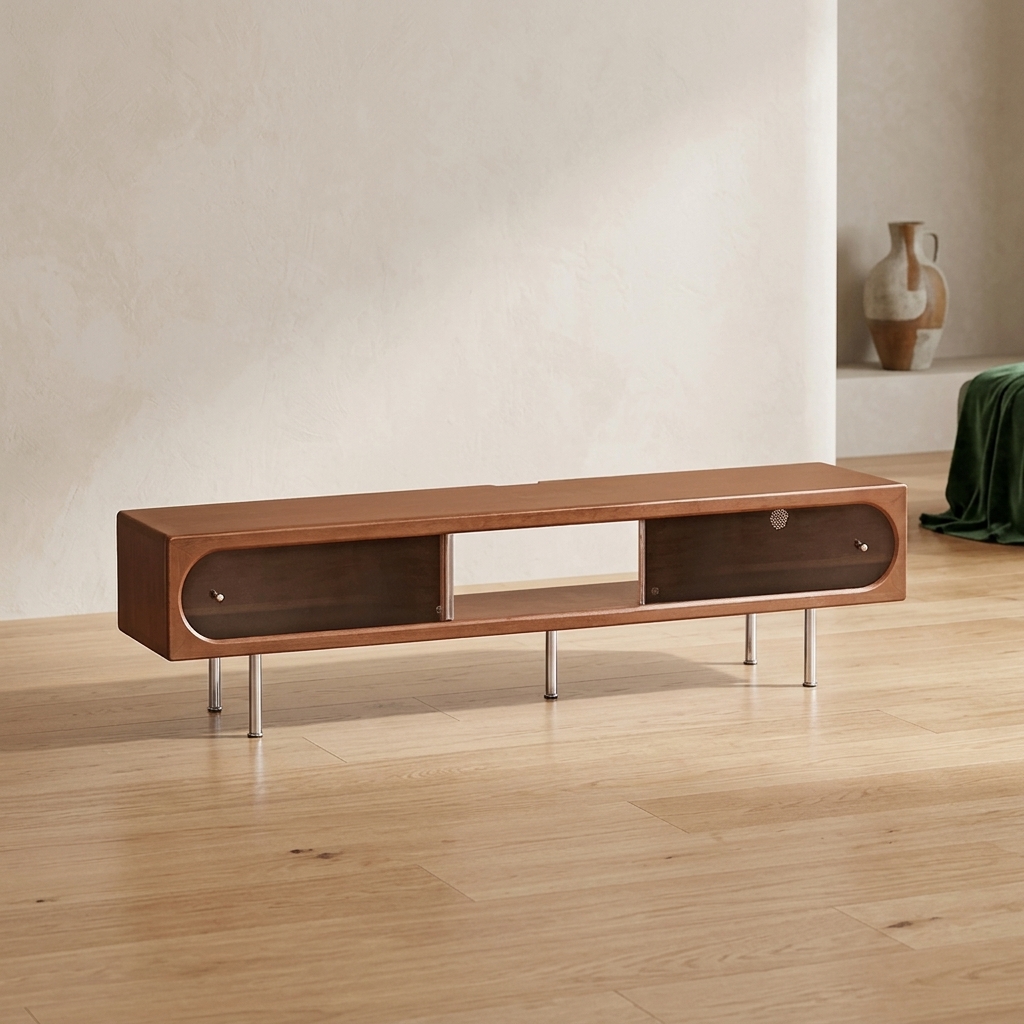 Bauhaus Wood & Glass TV Console lifestyle 1