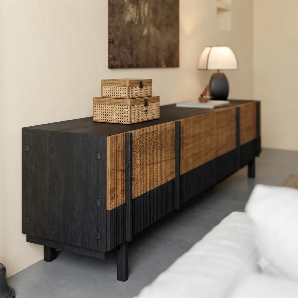 Solid Wood Modern TV Stand lifestyle 3