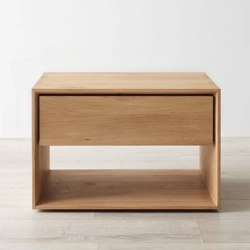 Wood Open Shelf Nightstand with Drawer lifestyle 1