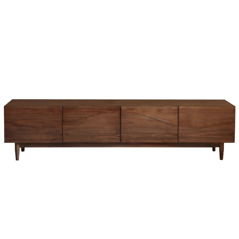 Fluted Floating Walnut TV Stand lifestyle 1