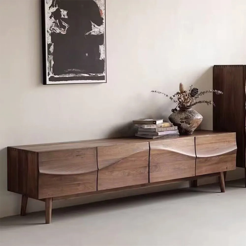 Fluted Floating Walnut TV Stand lifestyle 3