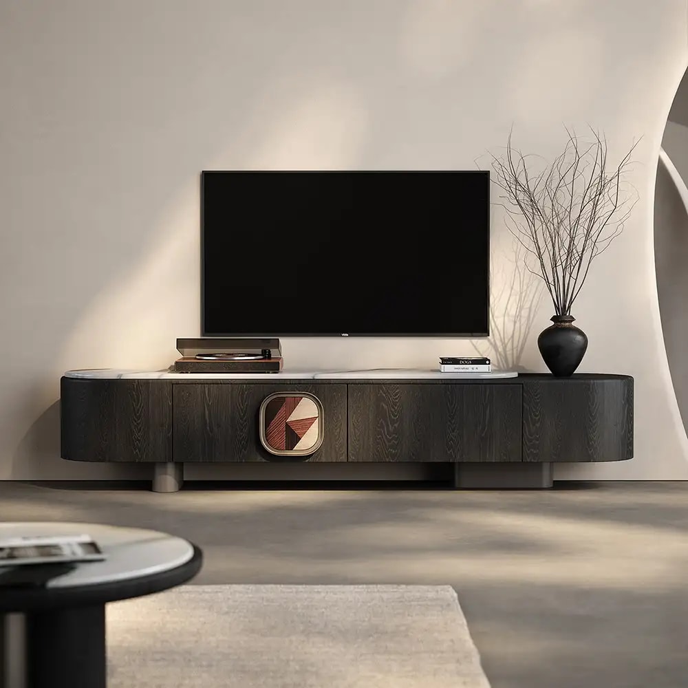 Black Sintered Stone TV Stand lifestyle 3