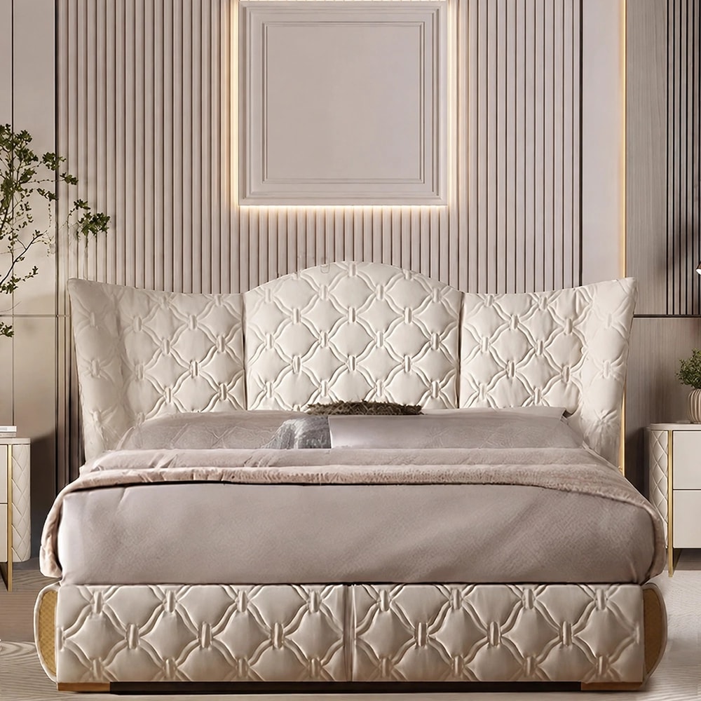 Italian Leather Upholstered Bed Frame lifestyle 1