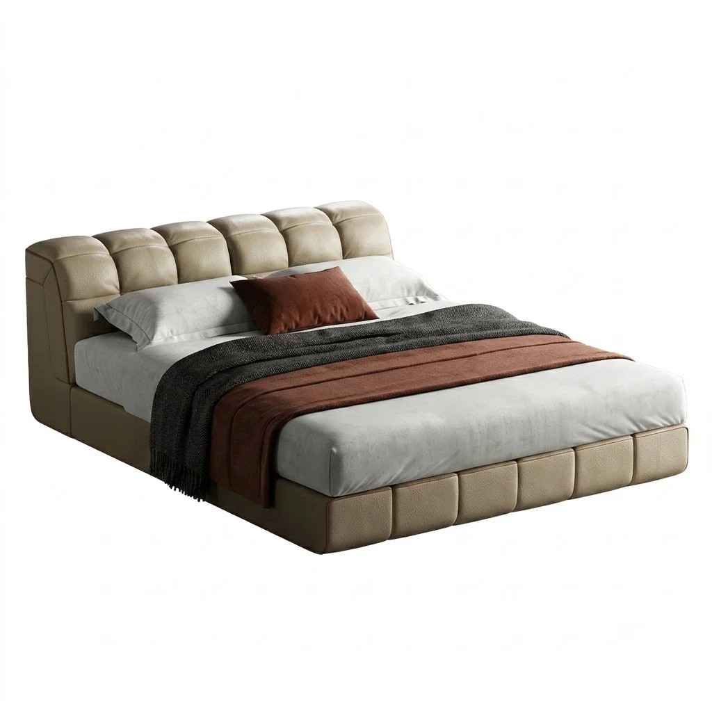 Cowhide Upholstered Bed lifestyle 1