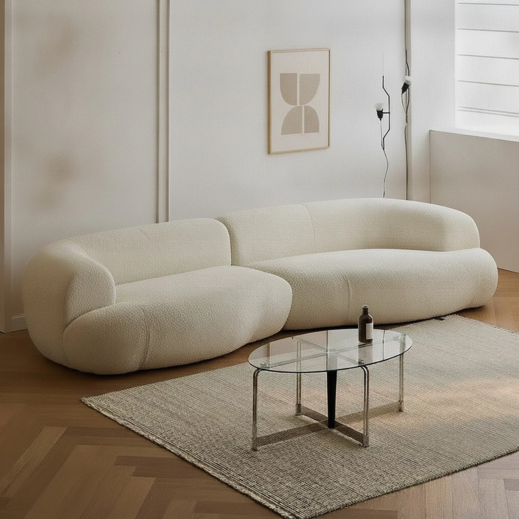 Whale Curved Fabric Sofa lifestyle 1
