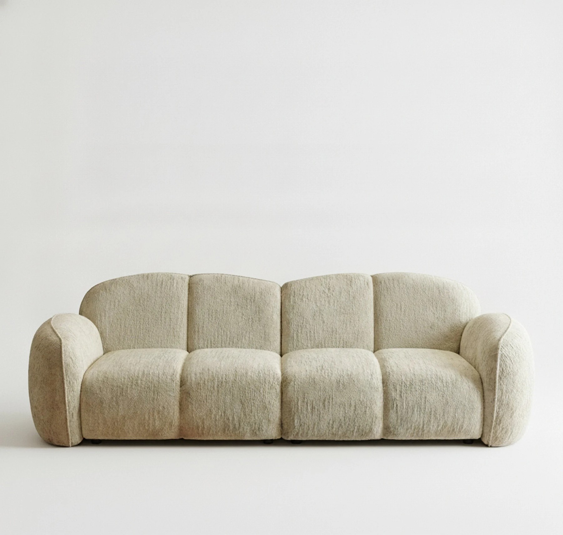 Cream Pleated Fabric Sofa lifestyle 1