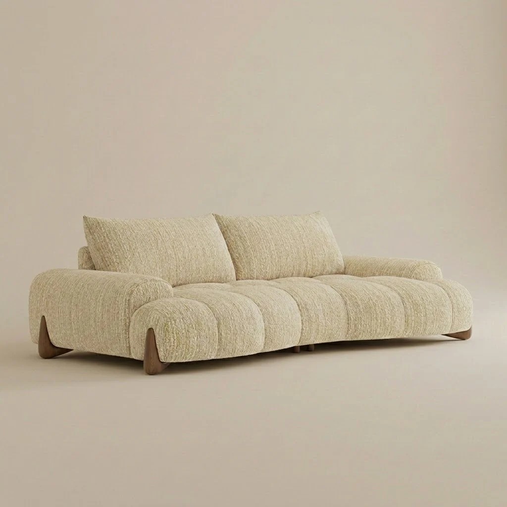 Curved Boucle Sofa lifestyle 1