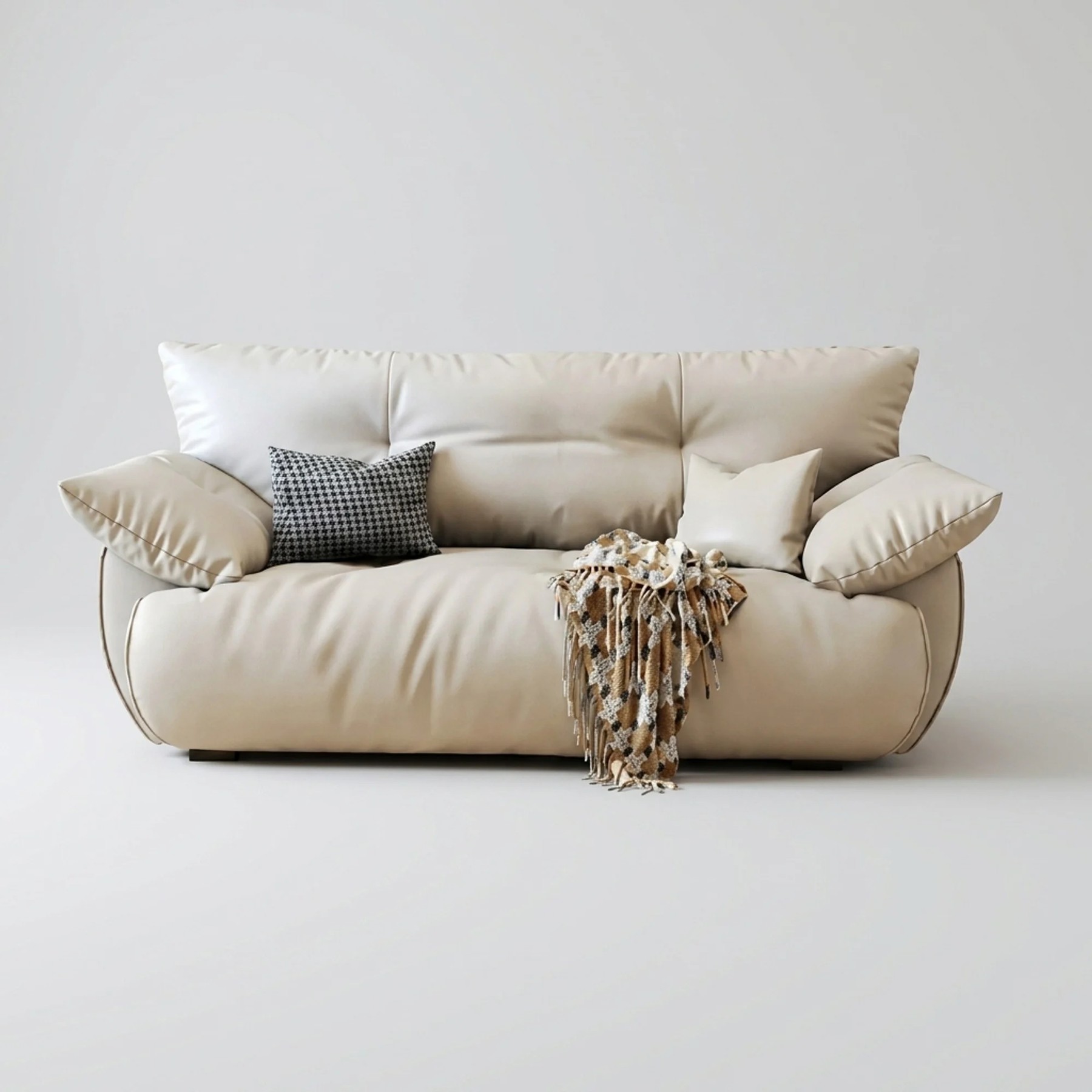 Petal-Back Leather Sofa lifestyle 1