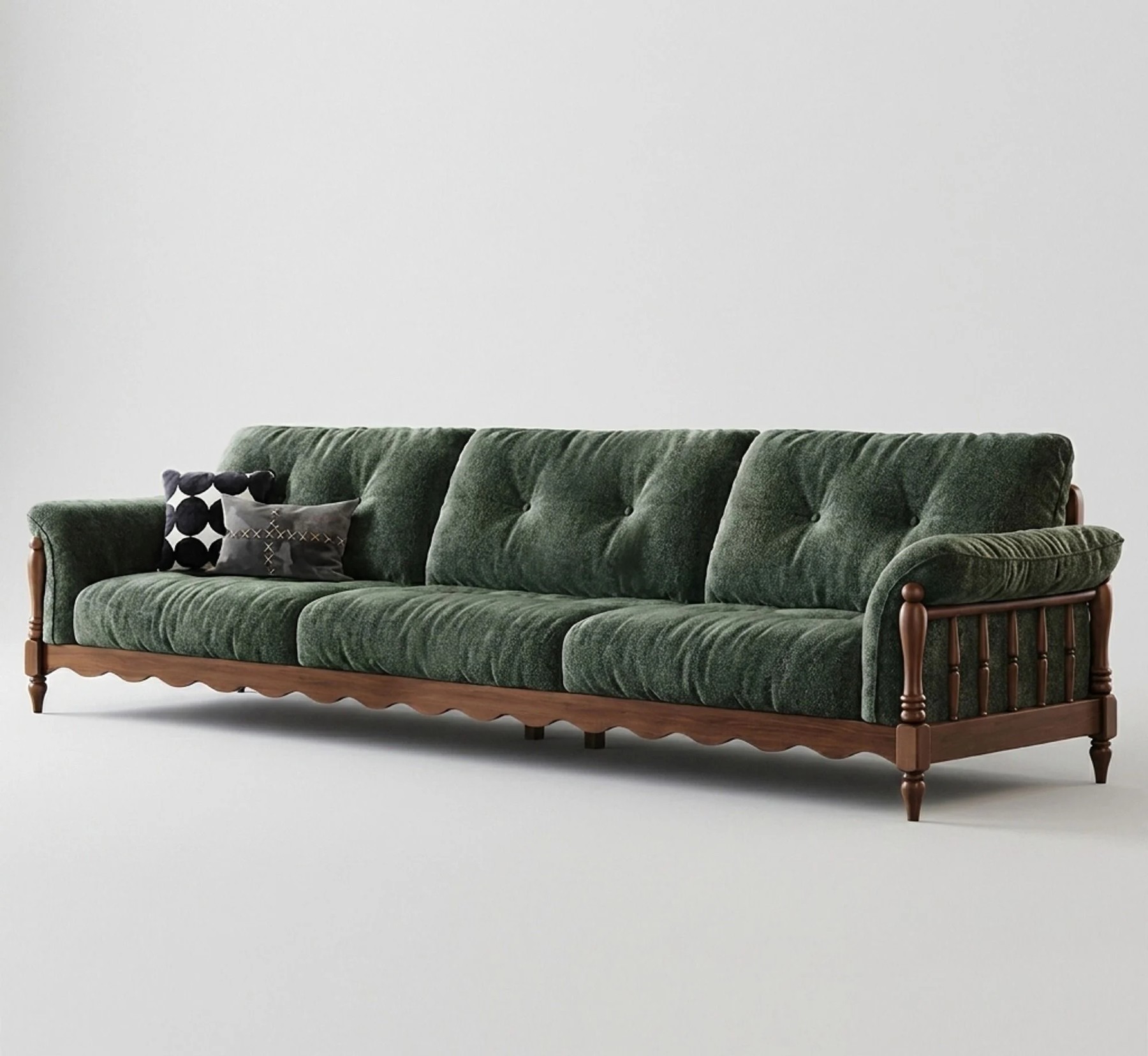 Vintage Solid Wood Chenille Sofa lifestyle 1