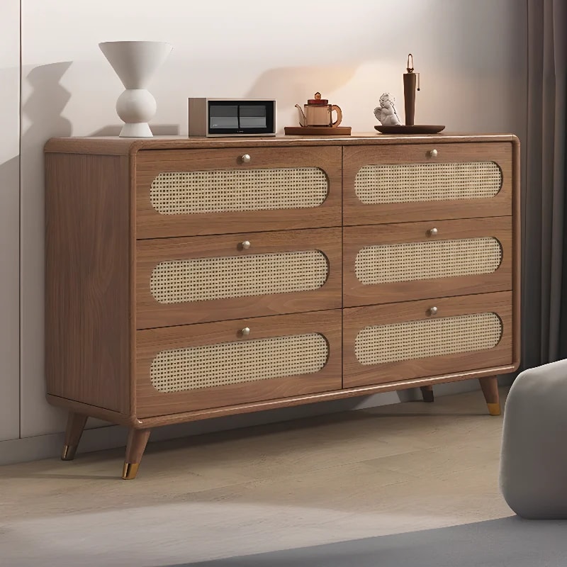 Auburn Wood & Rattan Storage Cabinet lifestyle 1