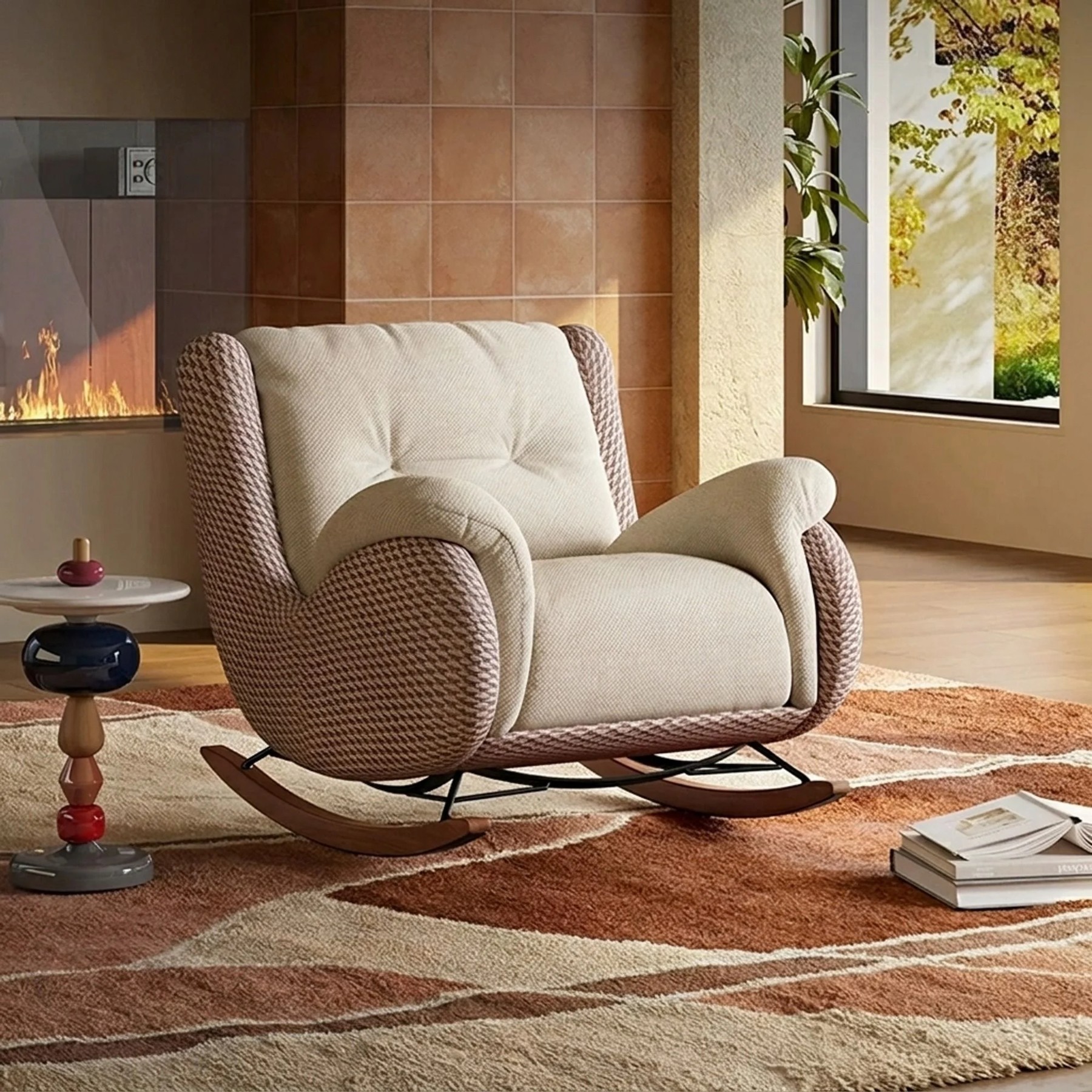 Italian Minimalist Rocking Lounge Chair lifestyle 1