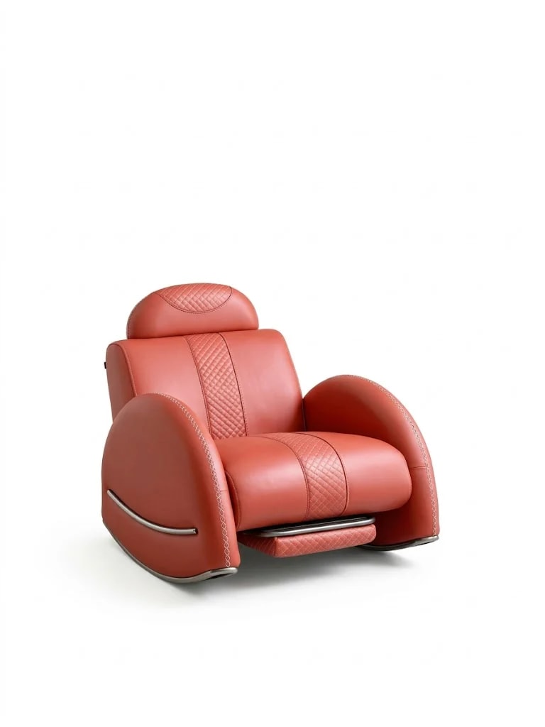 Curved Leather Rocking Lounge Chair lifestyle 1