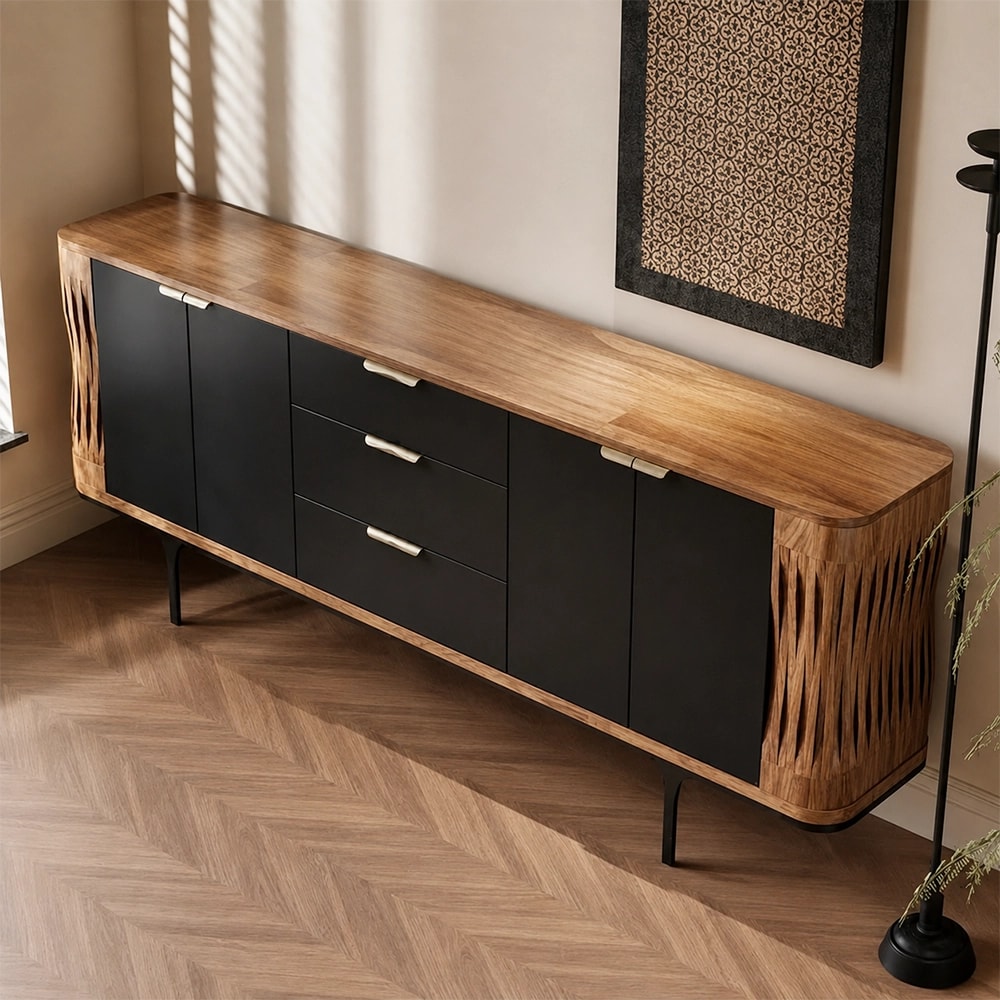 Mid-Century Solid Wood Sideboard lifestyle 1