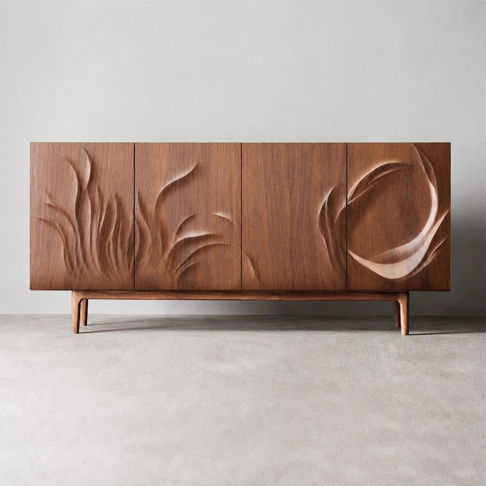 French Carved Solid Wood Sideboard lifestyle 1