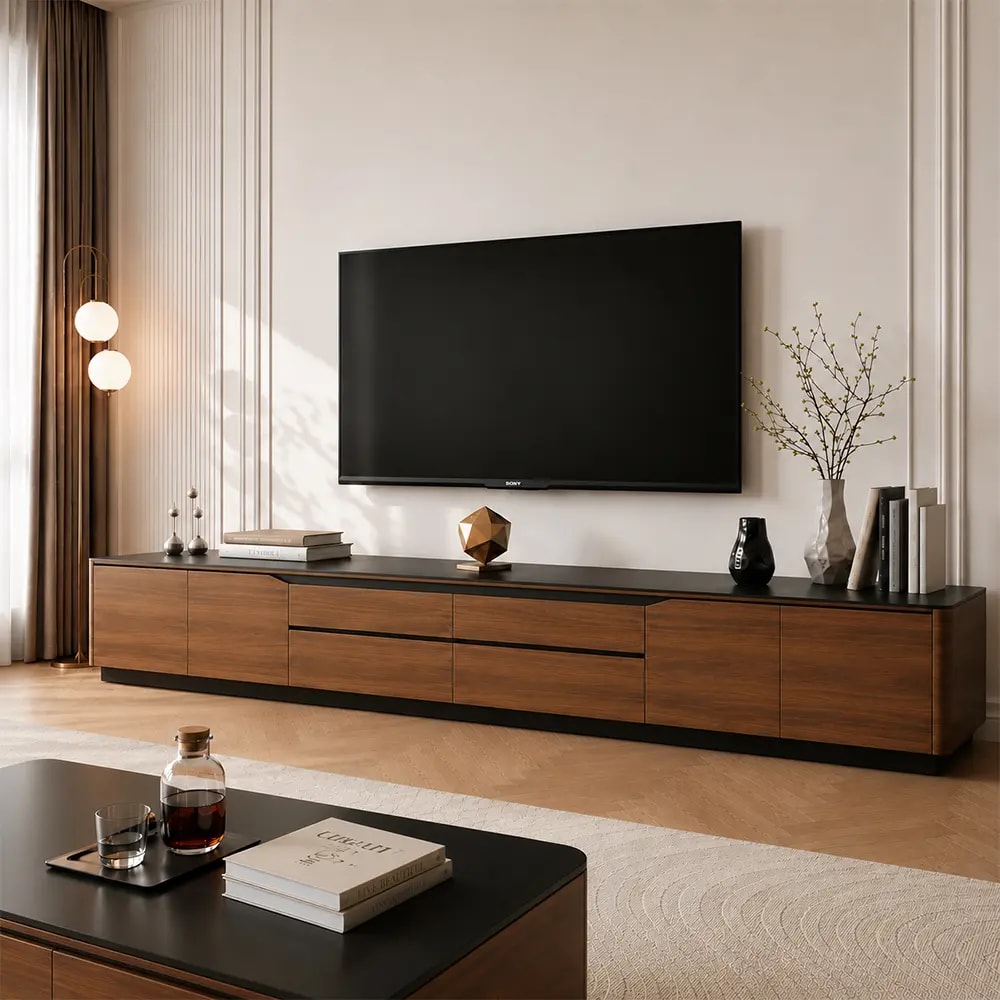 Curved Sintered Stone TV Cabinet lifestyle 1