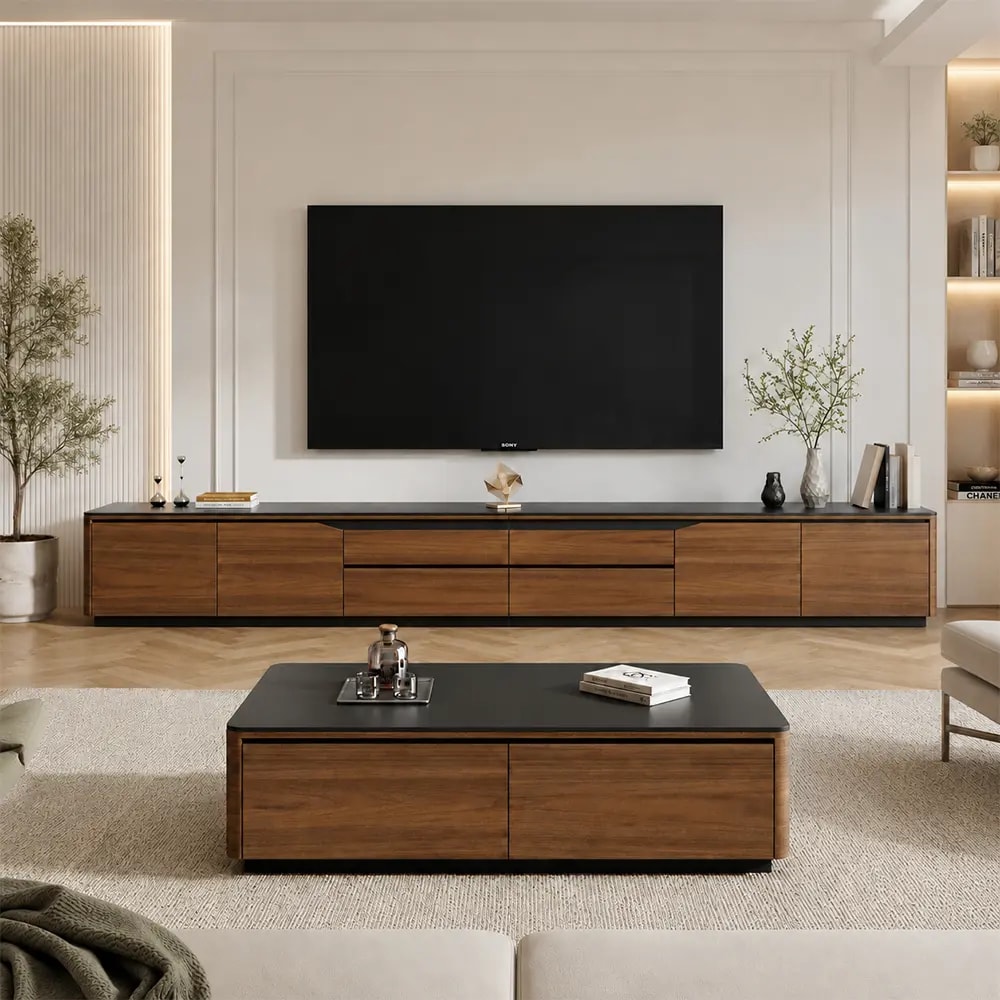 Curved Sintered Stone TV Cabinet lifestyle 2