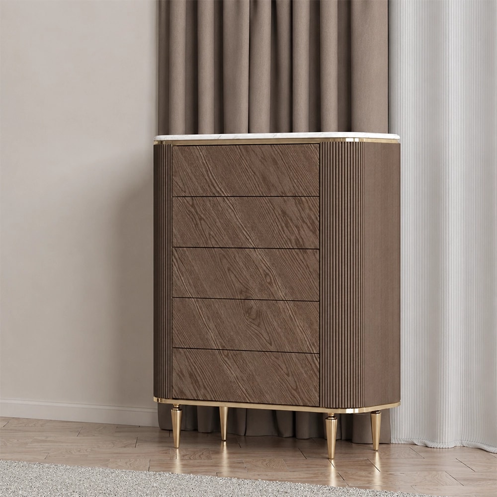Wavy Marble & Wood Sideboard lifestyle 1