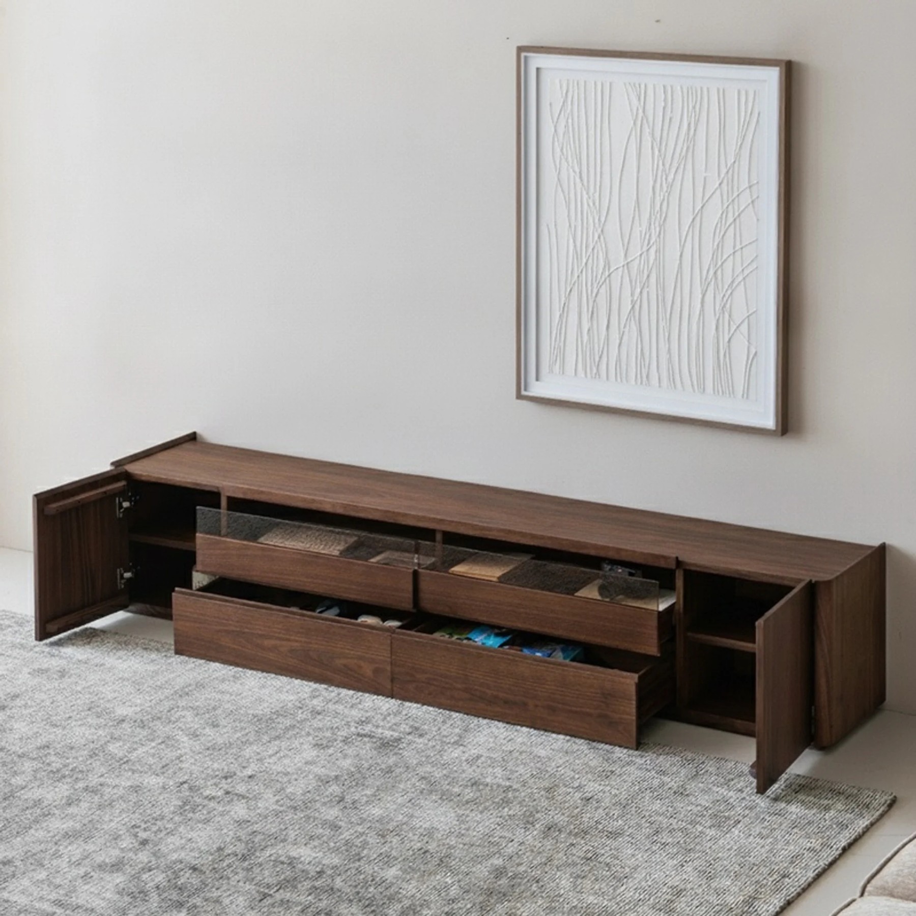 Modern Black Walnut TV Stand lifestyle 3