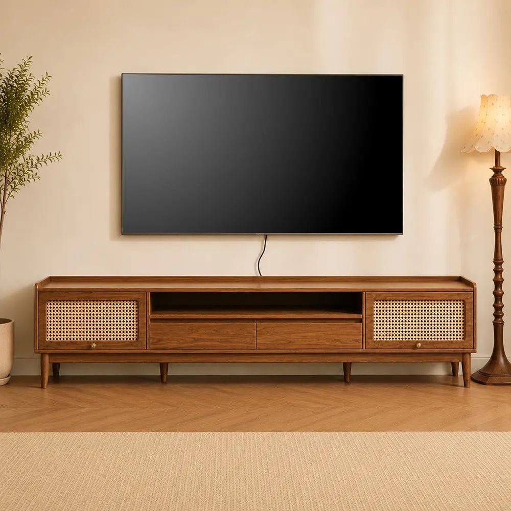Wabi-Sabi Wicker TV Stand lifestyle 1