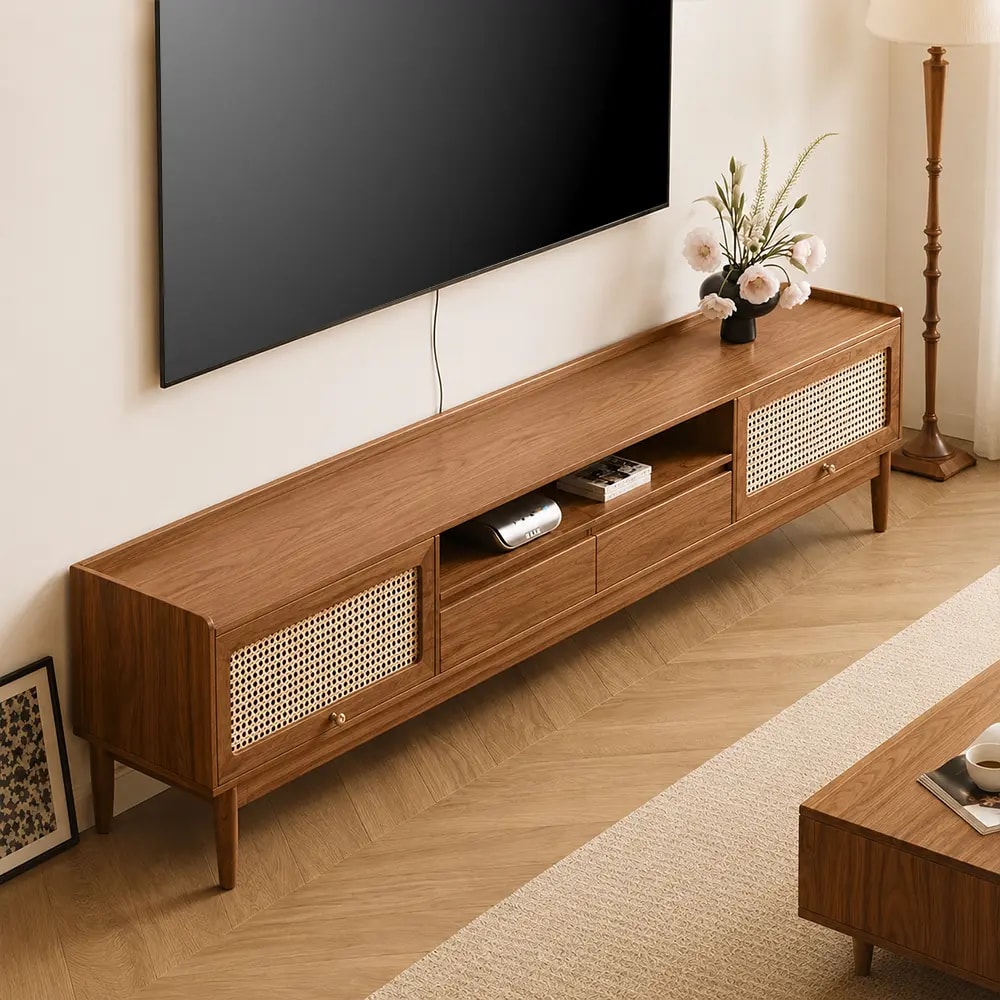 Wabi-Sabi Wicker TV Stand lifestyle 2