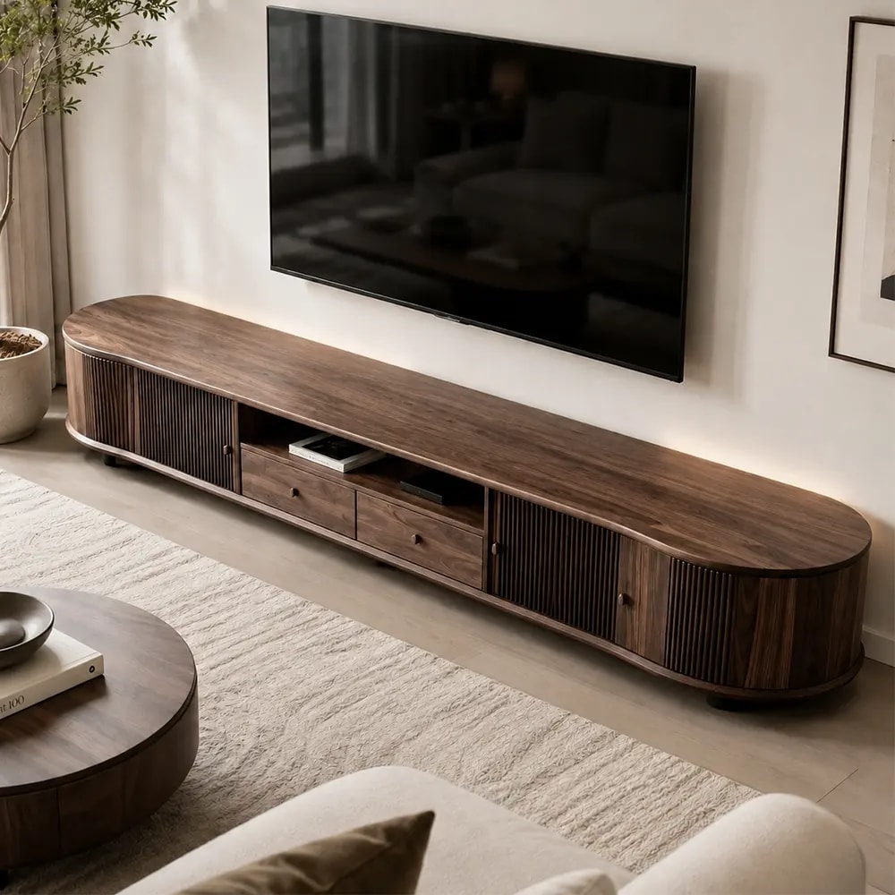 Solid Walnut Entertainment Console lifestyle 3