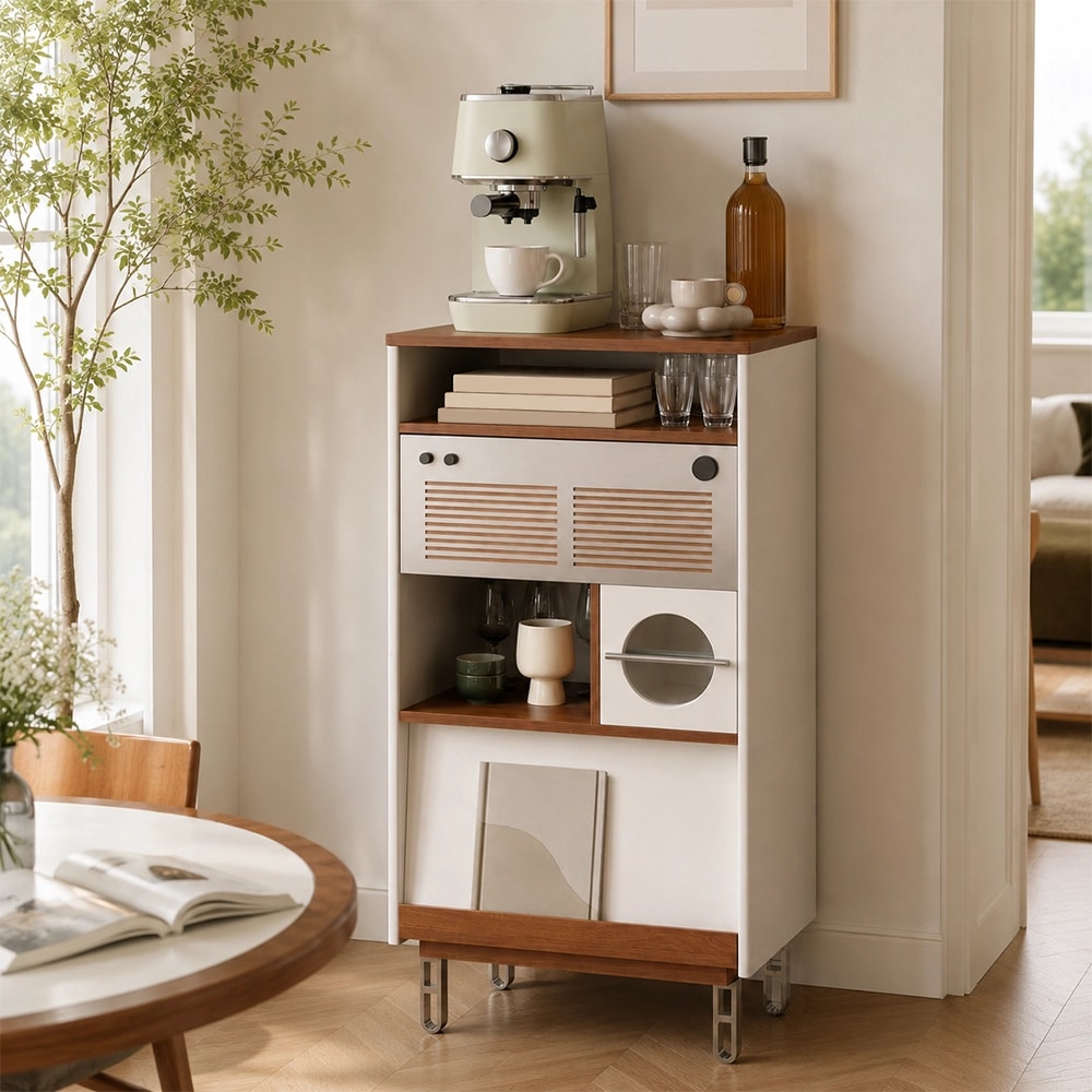 Cherry Wood Mid-Century Coffee Cabinet lifestyle 1