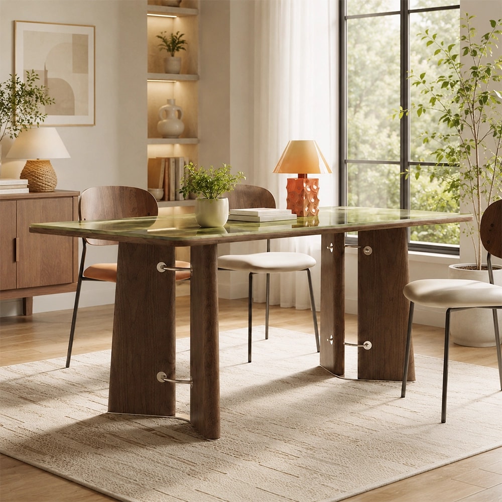 Avocado Green Marble Dining Table lifestyle 3