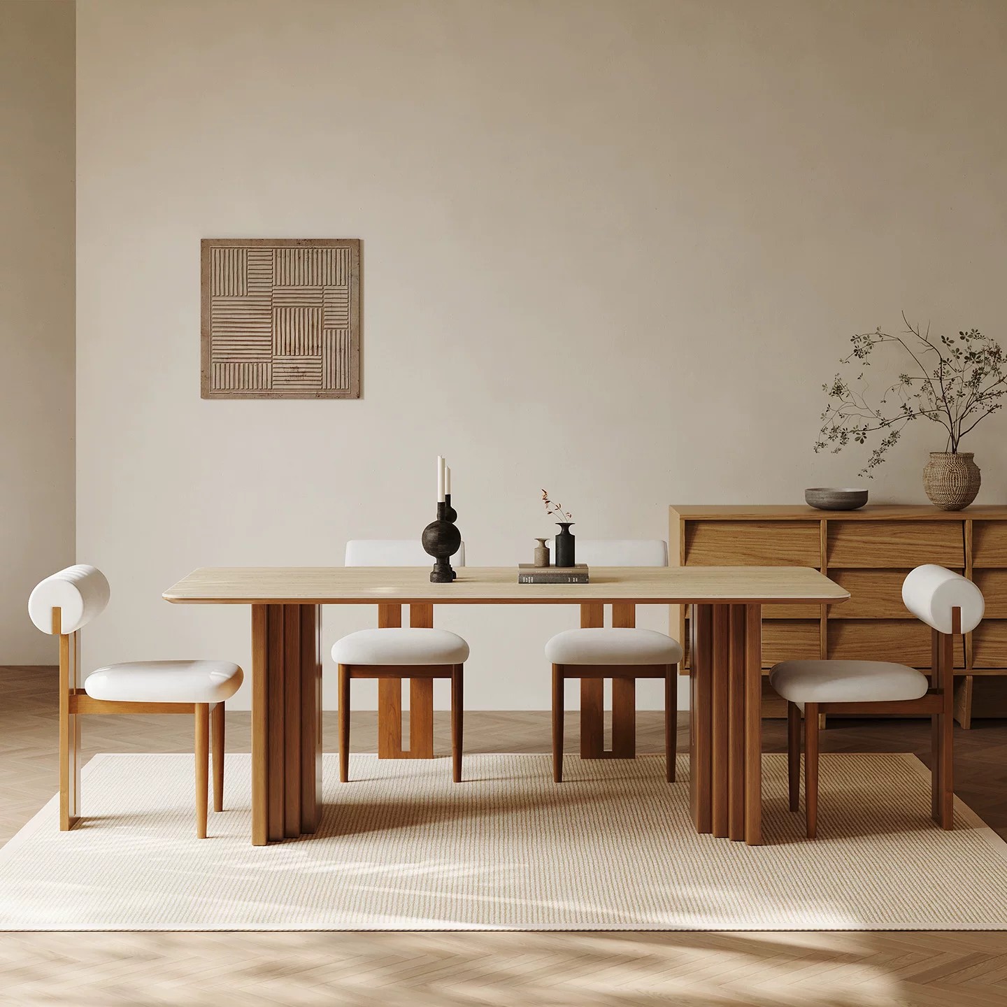 Wabi-Sabi Travertine Dining Table lifestyle 3