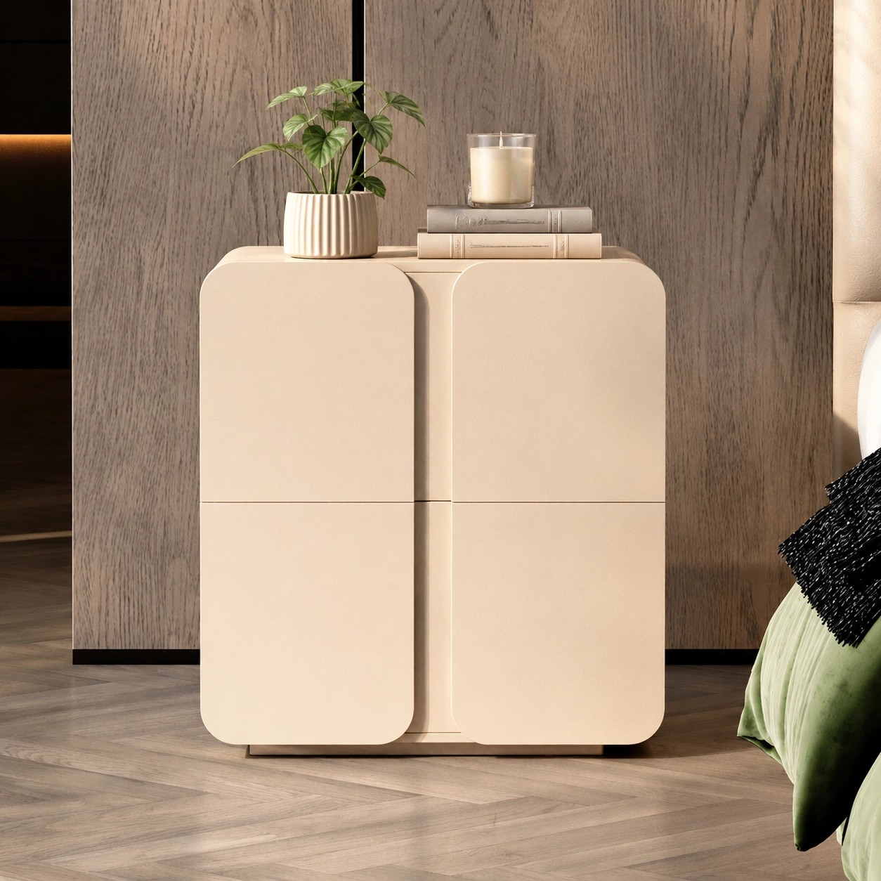 Minimalist Wooden Nightstand lifestyle 2