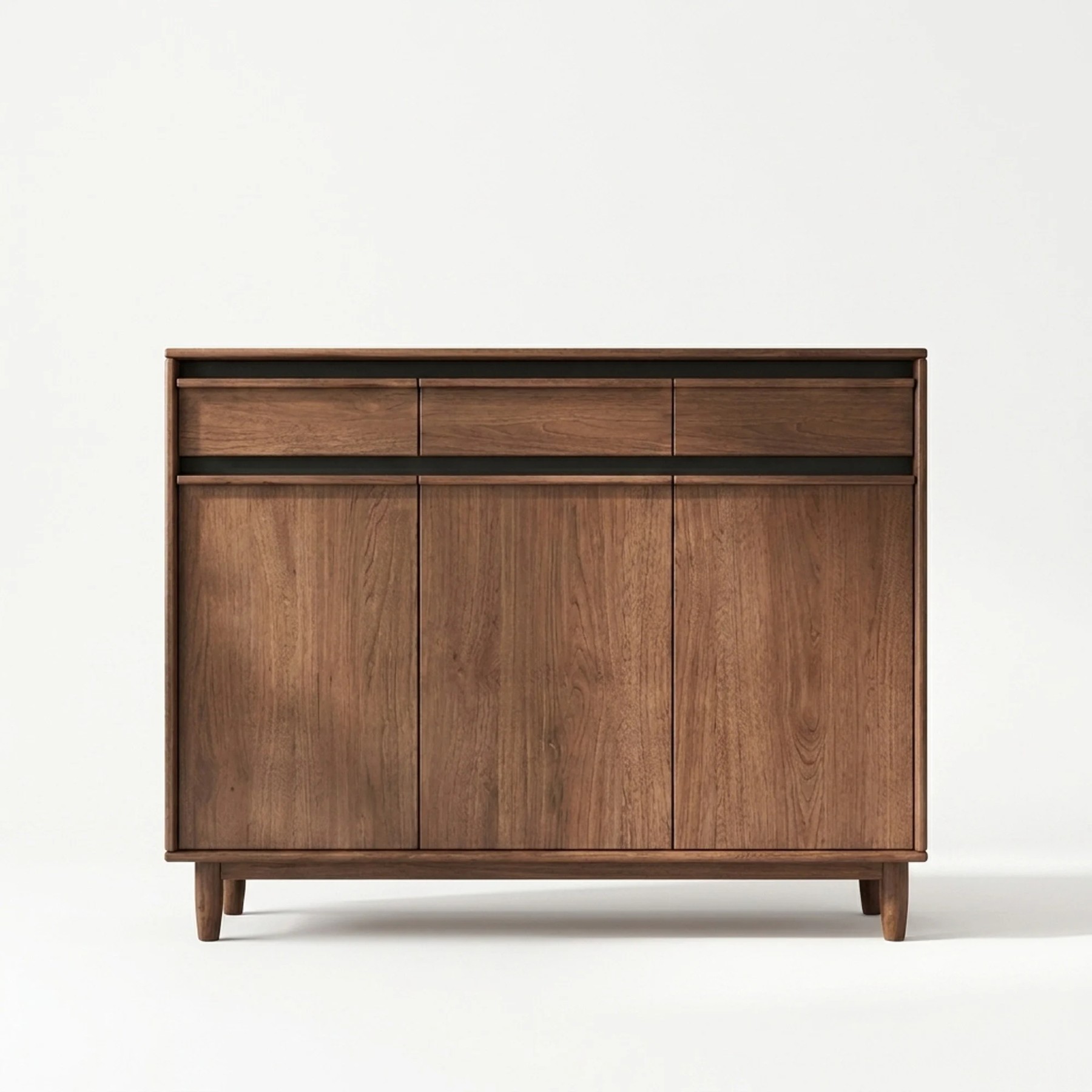 Walnut & Black Sculpted Shoe Cabinet lifestyle 1