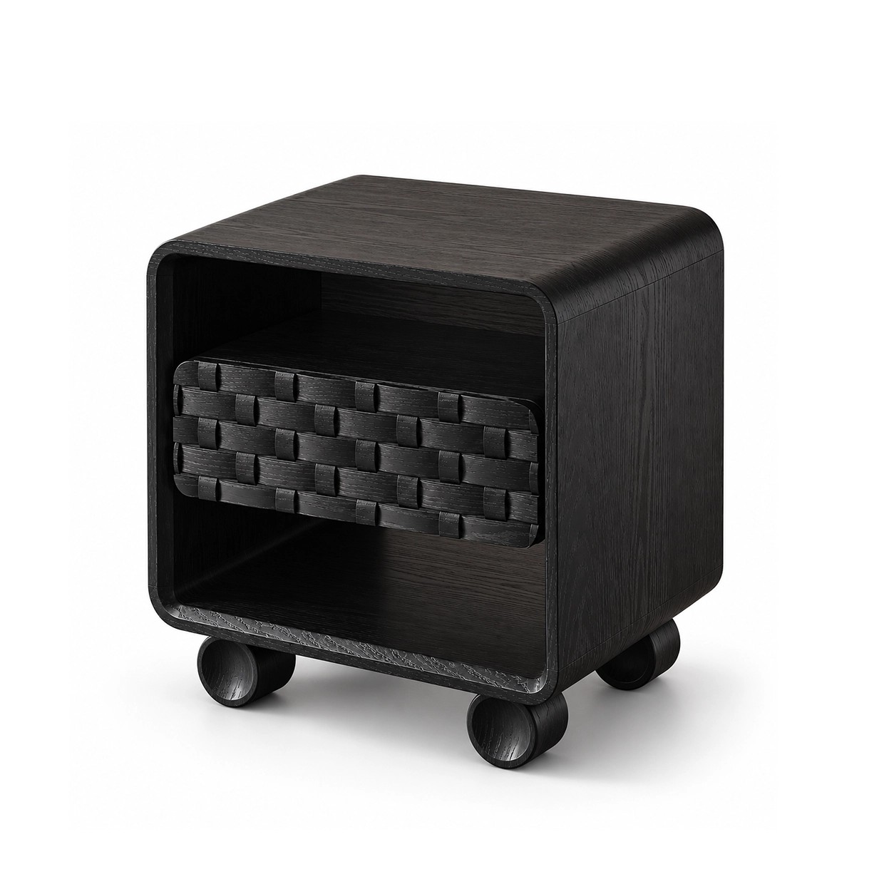 Black Retro Woven Nightstand lifestyle 3