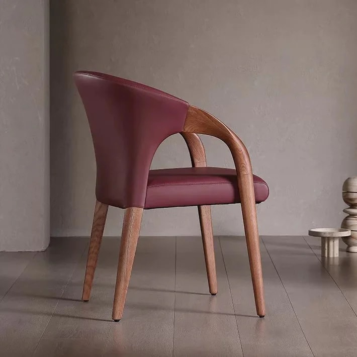 Classic Curved Wooden Leather Chair lifestyle 1