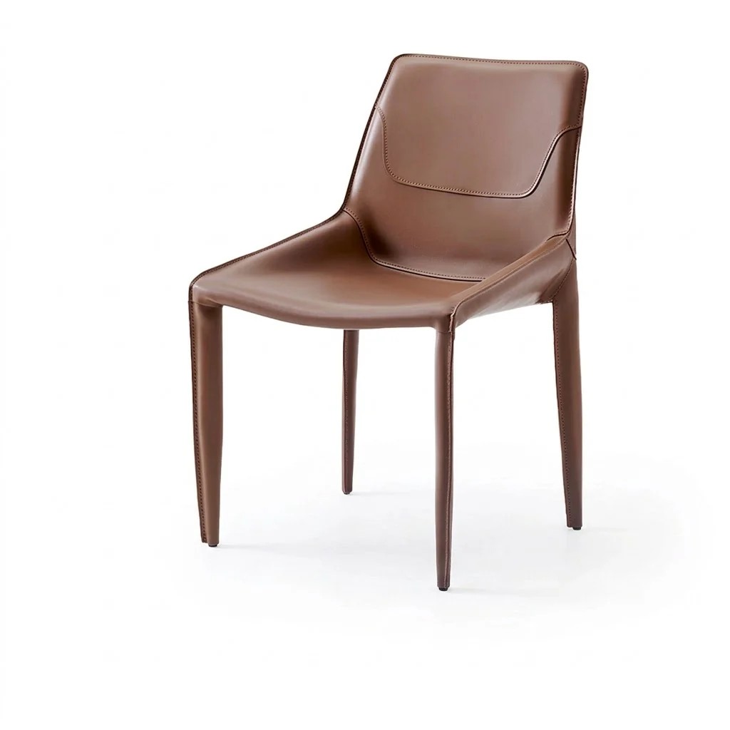 Armless Saddle Leather Dining Chair lifestyle 1