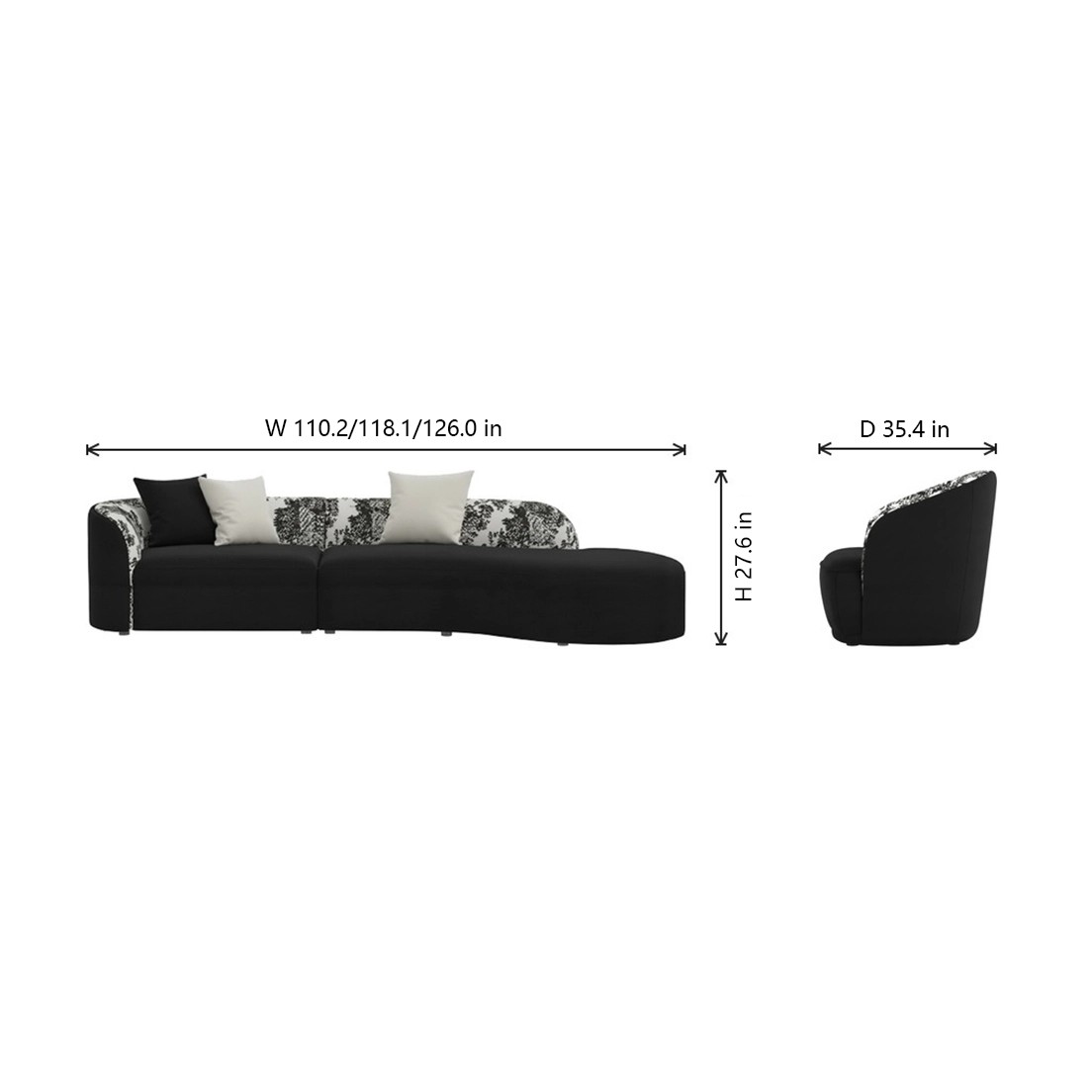 Curved Printed Fabric Sofa lifestyle 2