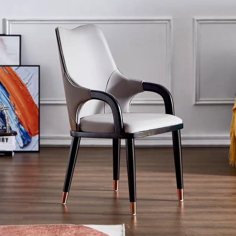 Gray Leather Dining Chair lifestyle 1