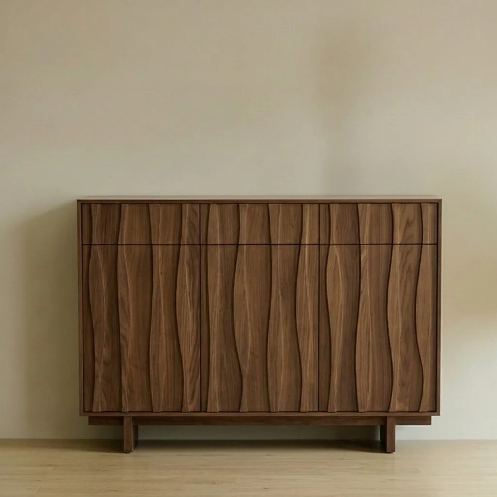 Mid-Century Solid Wood Shoe Cabinet lifestyle 1