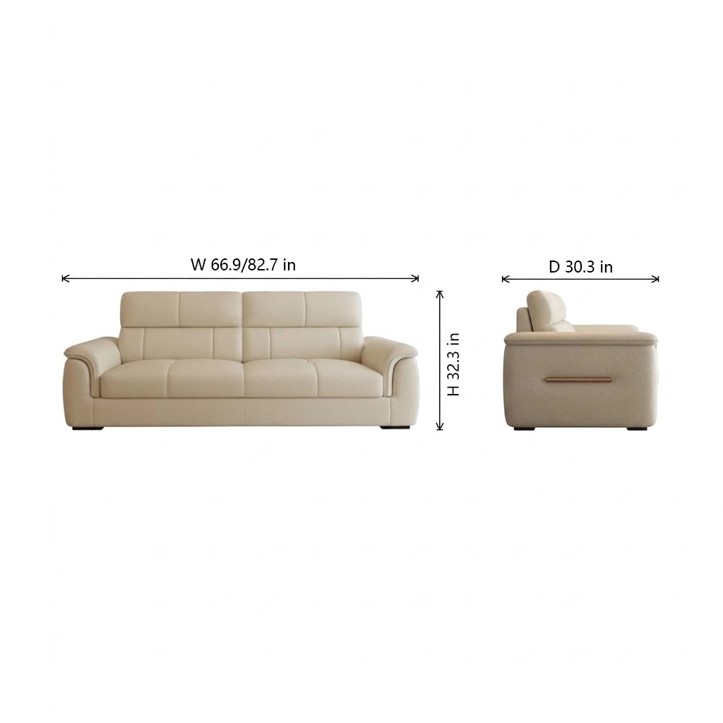 Creamy Modern Faux Leather Sofa lifestyle 2