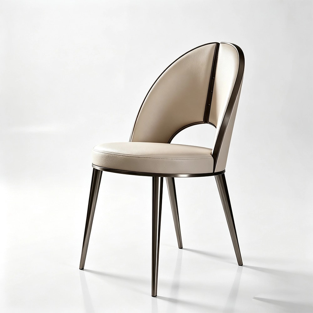 Stainless Steel Leather Dining Chair lifestyle 1